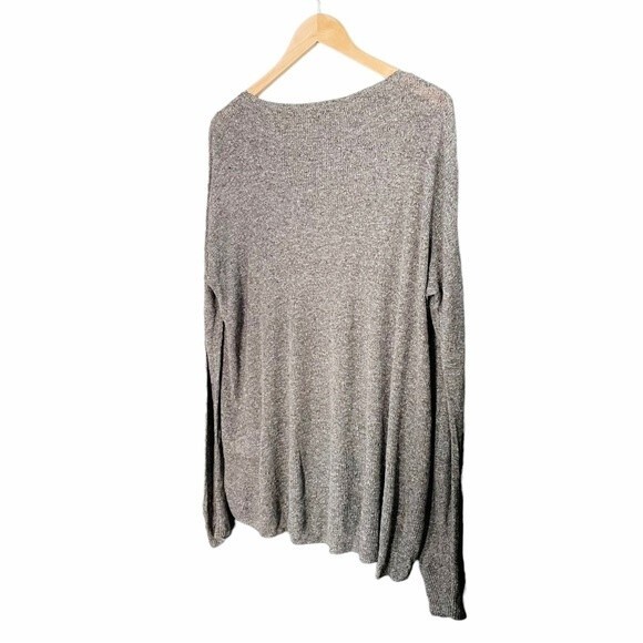Vince Linen Blend Slub Knit Long Sleeve Marled Gray Pullover Women’s Size Large - Picture 6 of 10